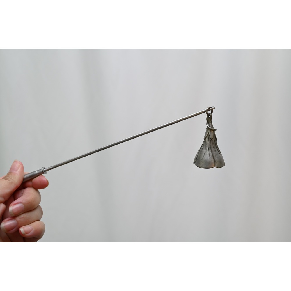 Silver Colored Flower Candle Snuffer 8.5" Long Vintage